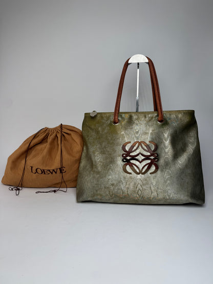Vintage Loewe Madrid Leather Handbag Pearl Brown