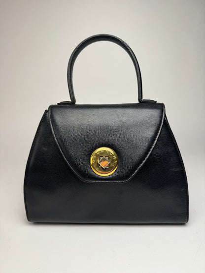 Vintage Givenchy Snake Emblossed Leather Handbag Black