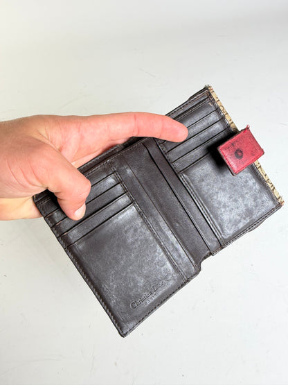Vintage Dior Monogram Canvas Flap Wallet Brown Red