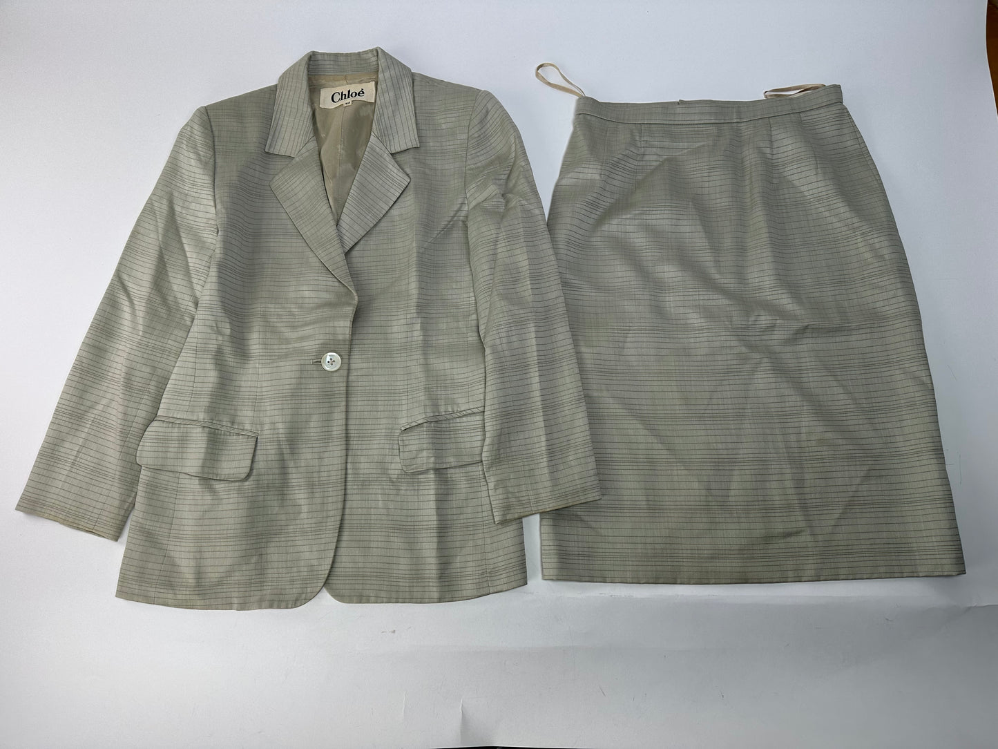 Vintage Chloe Striped Twin Set Silver L