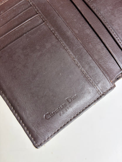 Vintage Dior Monogram Canvas Flap Wallet Brown Red