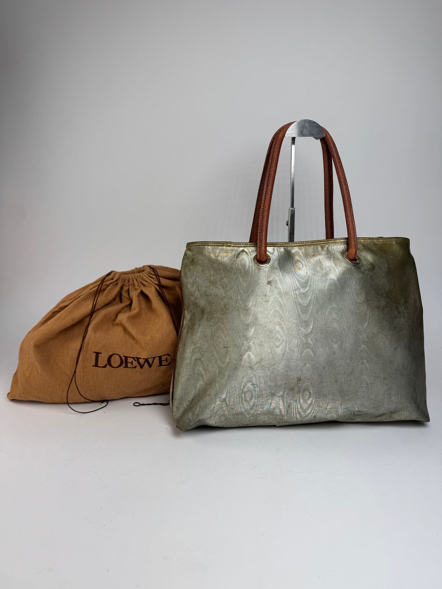 Vintage Loewe Madrid Leather Handbag Pearl Brown