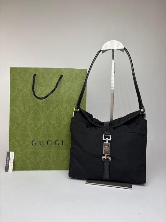 Vintage Gucci Vintage Jackie Flap Crossbody Bag Early 2000s Black