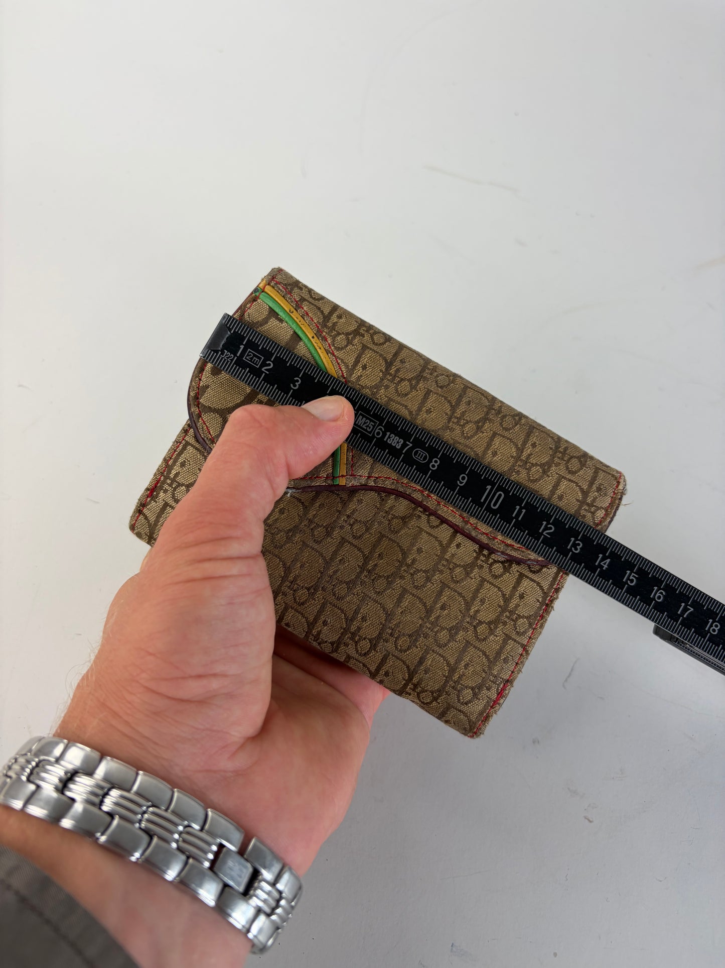 Vintage Dior Monogram Canvas Flap Wallet Brown Red