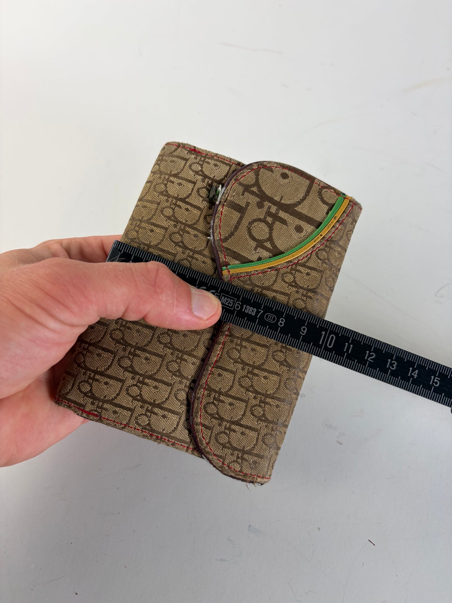 Vintage Dior Monogram Canvas Flap Wallet Brown Red