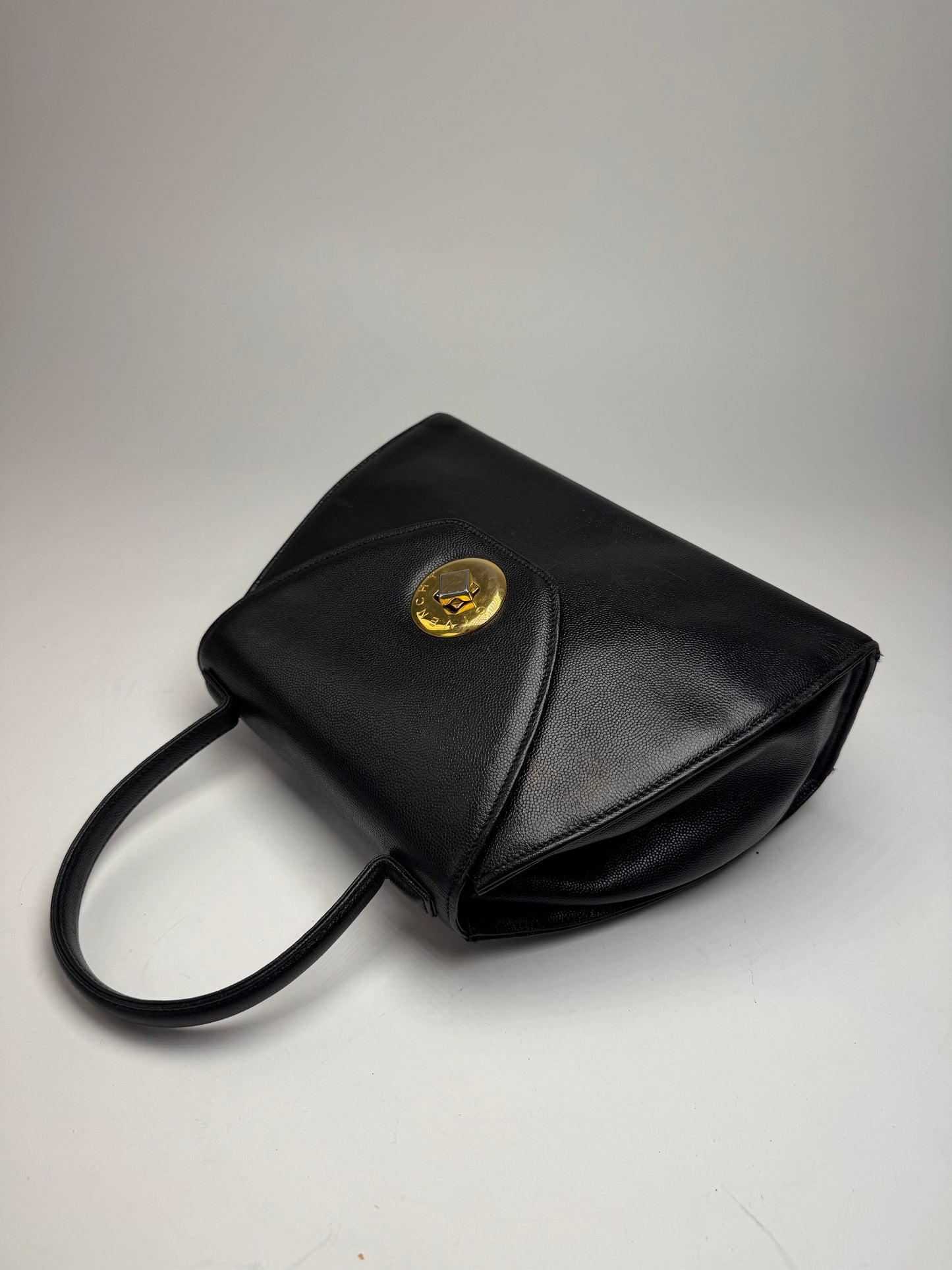 Vintage Givenchy Snake Emblossed Leather Handbag Black