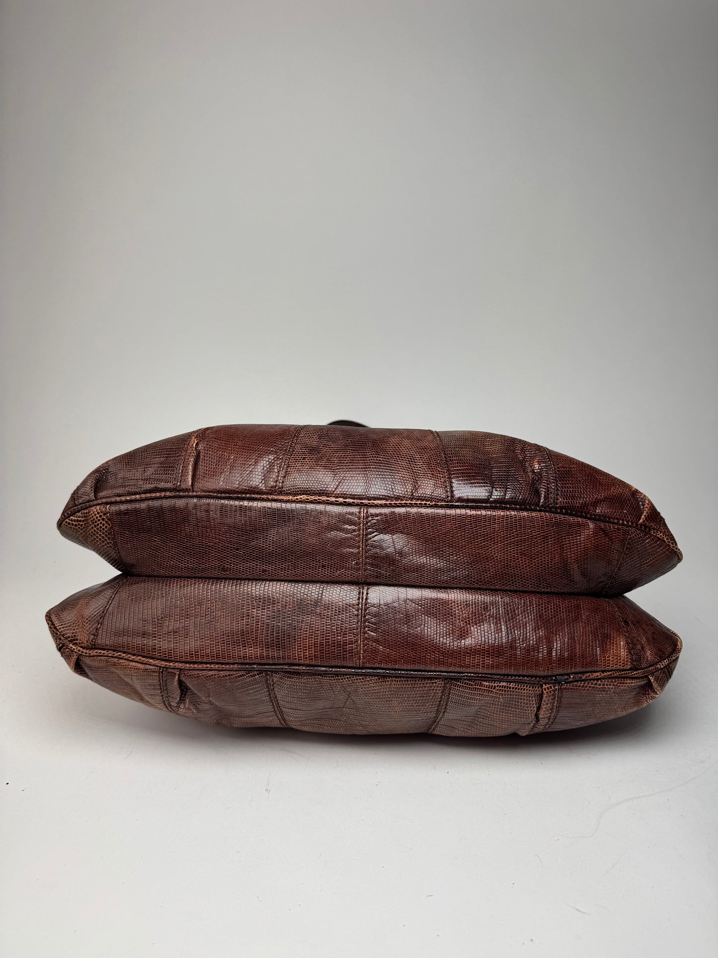 Vintage Salvatore Ferragamo Leather 2 Way Bag brown Snake Emblossed