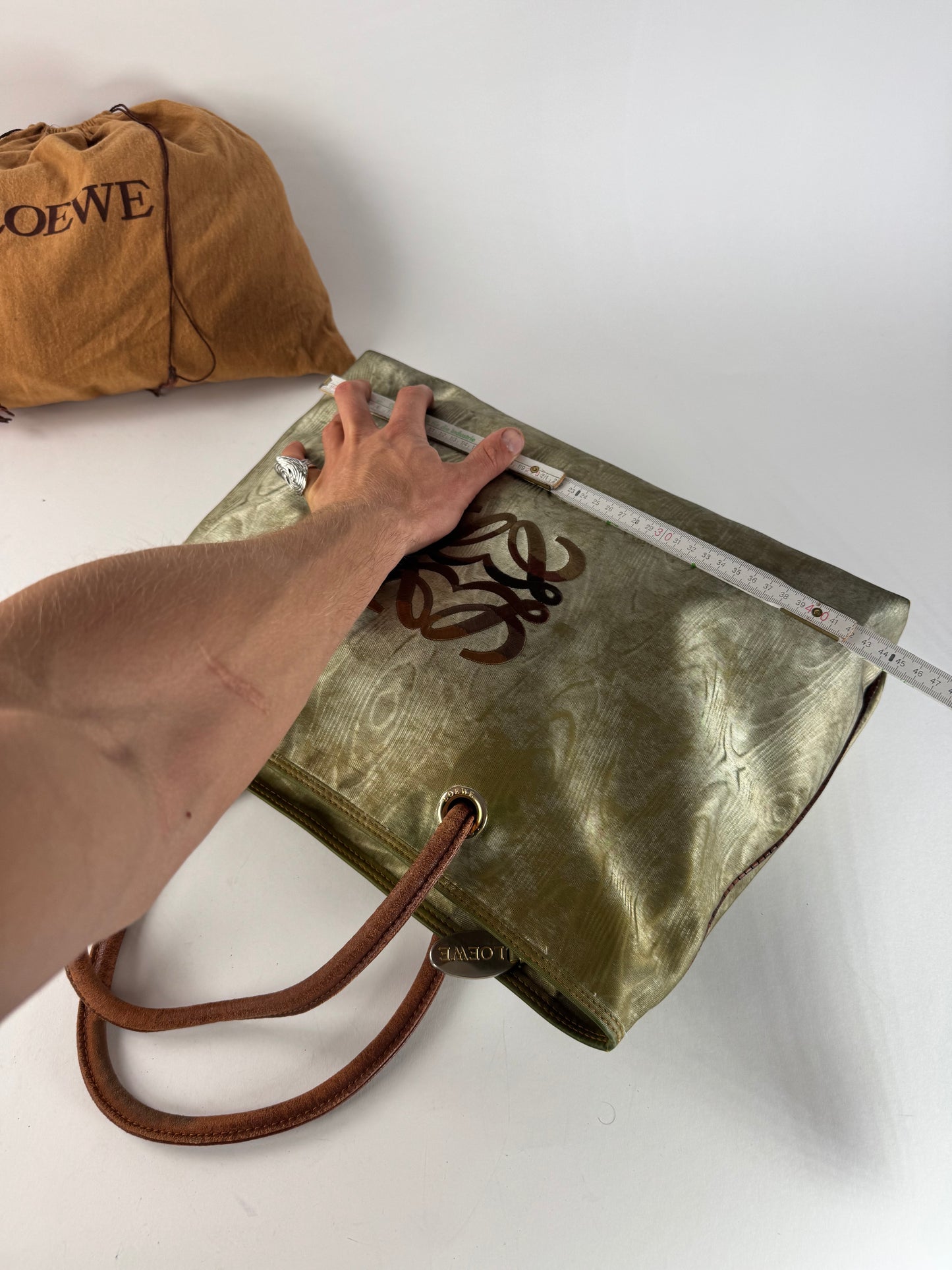 Vintage Loewe Madrid Leather Handbag Pearl Brown