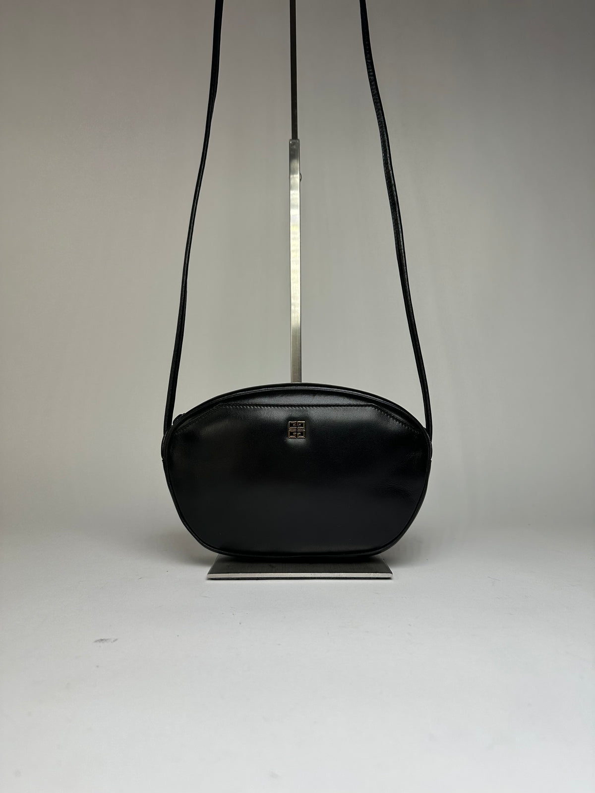 Vintage Givenchy 4G Logo Flap Crossbody Bag c. 1980s Black Gold