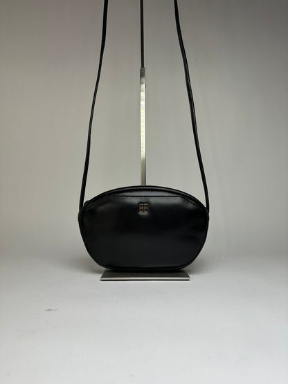 Vintage Givenchy 4G Logo Flap Crossbody Bag c. 1980s Black Gold
