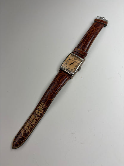 Vintage Emporio Armani Crocodile-Embossed Leather Watch Cream Brown