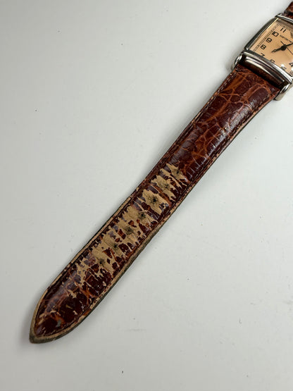 Vintage Emporio Armani Crocodile-Embossed Leather Watch Cream Brown