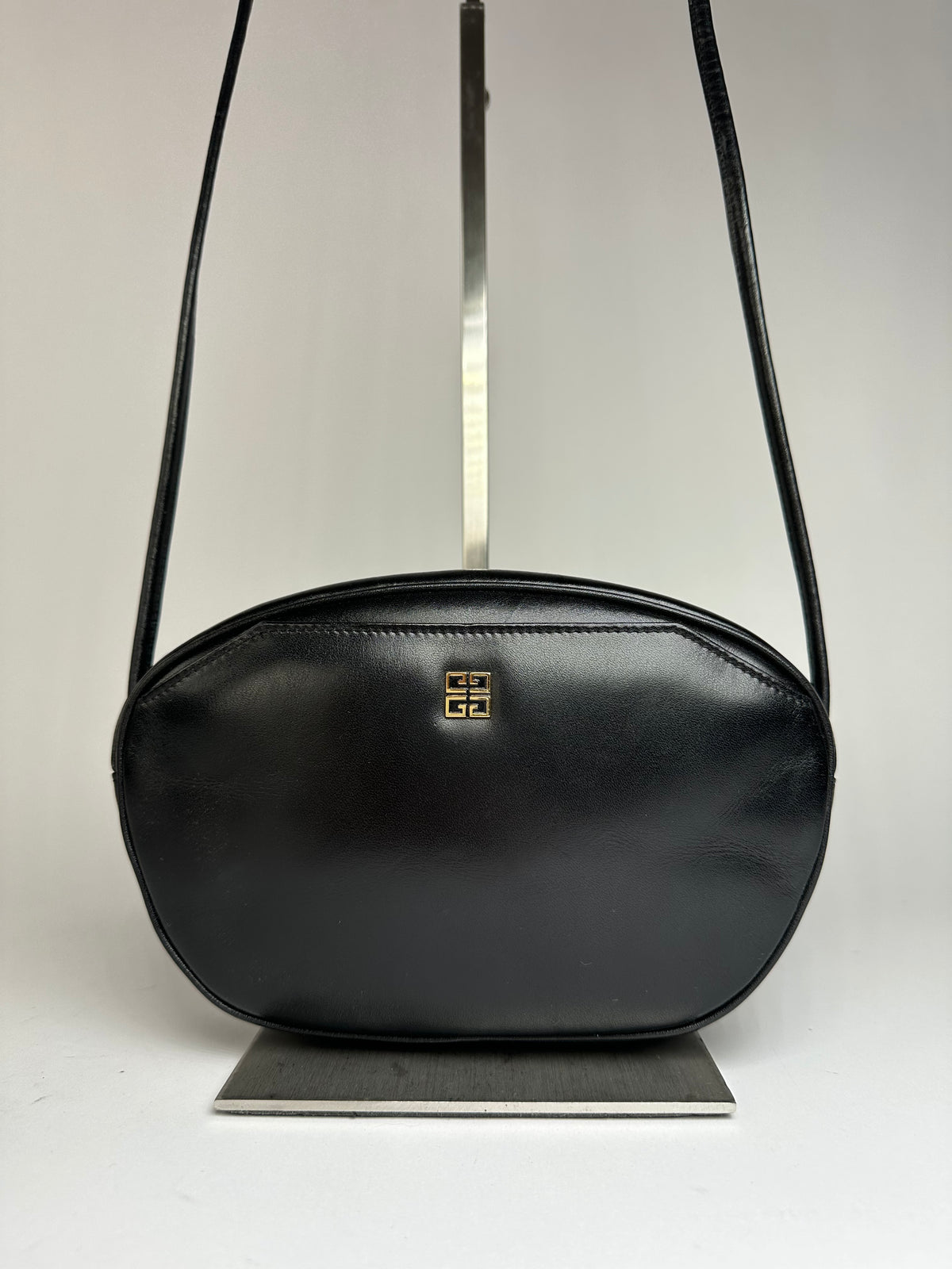 Vintage Givenchy 4G Logo Flap Crossbody Bag c. 1980s Black Gold