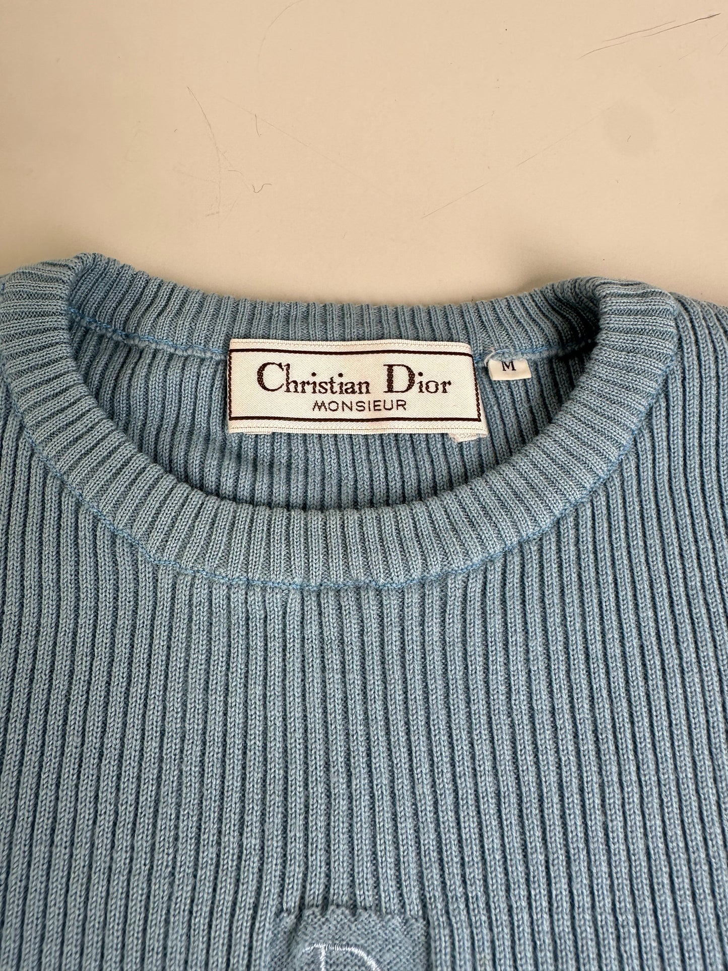 Vintage Dior Men's Cotton Sweater Light Blue M