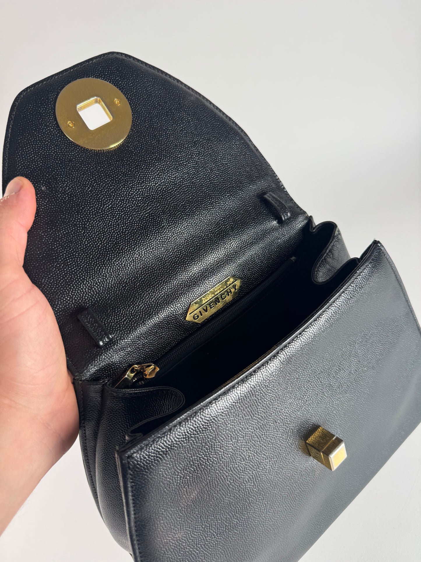 Vintage Givenchy Snake Emblossed Leather Handbag Black