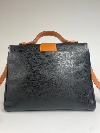Vintage Courreges 2Way Leather Handbag Black Brown