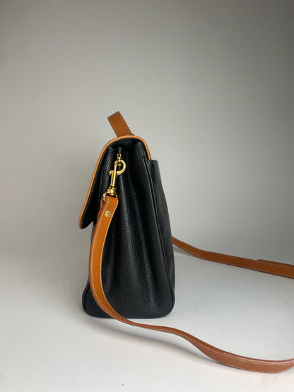 Vintage Courreges 2Way Leather Handbag Black Brown