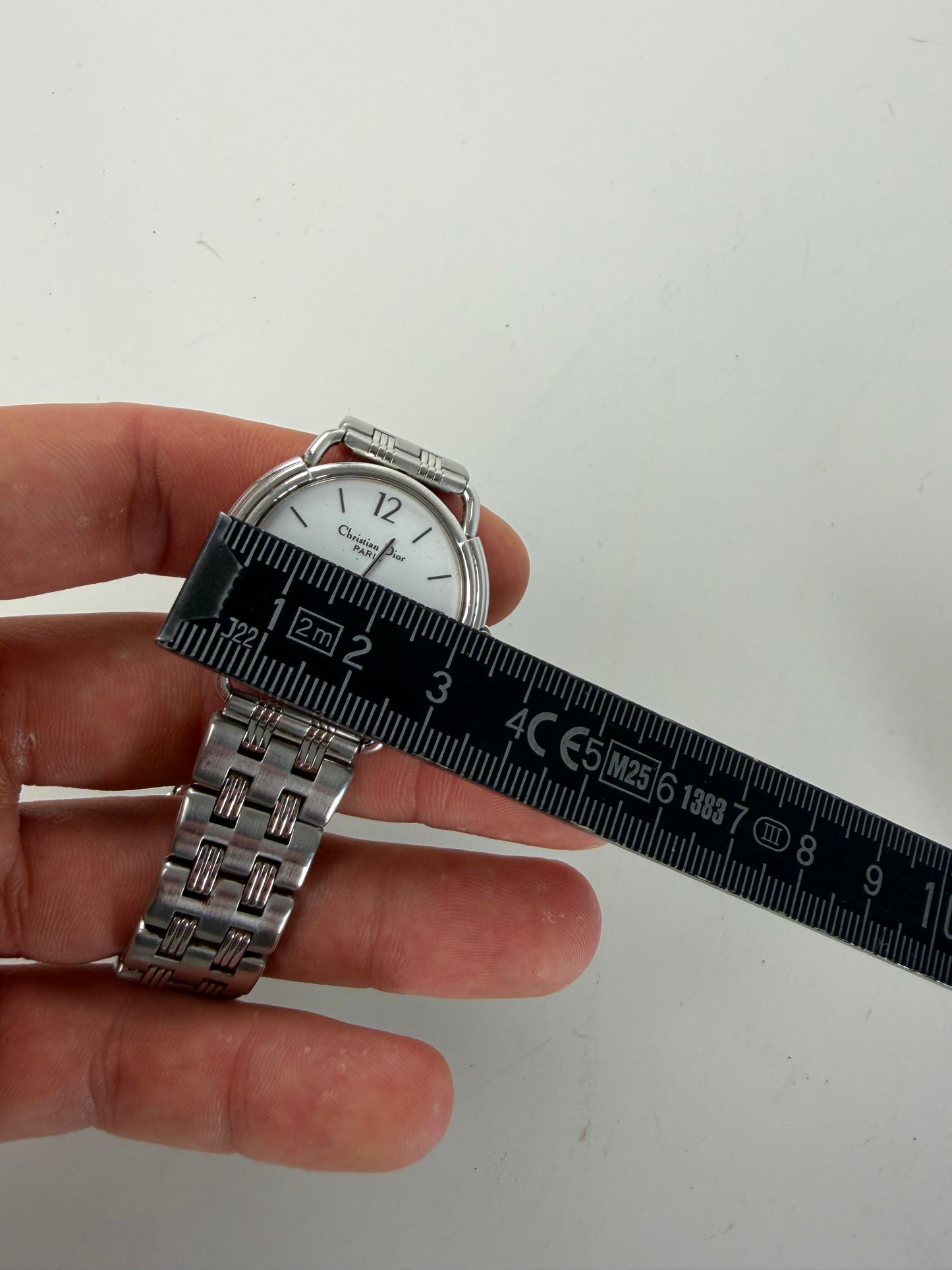 Vintage Dior Stainless Steel Bracelet Watch White Silver