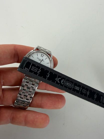 Vintage Dior Stainless Steel Bracelet Watch White Silver