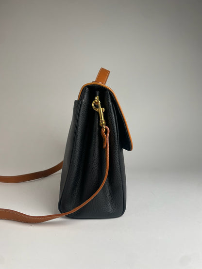Vintage Courreges 2Way Leather Handbag Black Brown