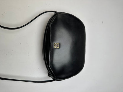 Vintage Givenchy 4G Logo Flap Crossbody Bag c. 1980s Black Gold