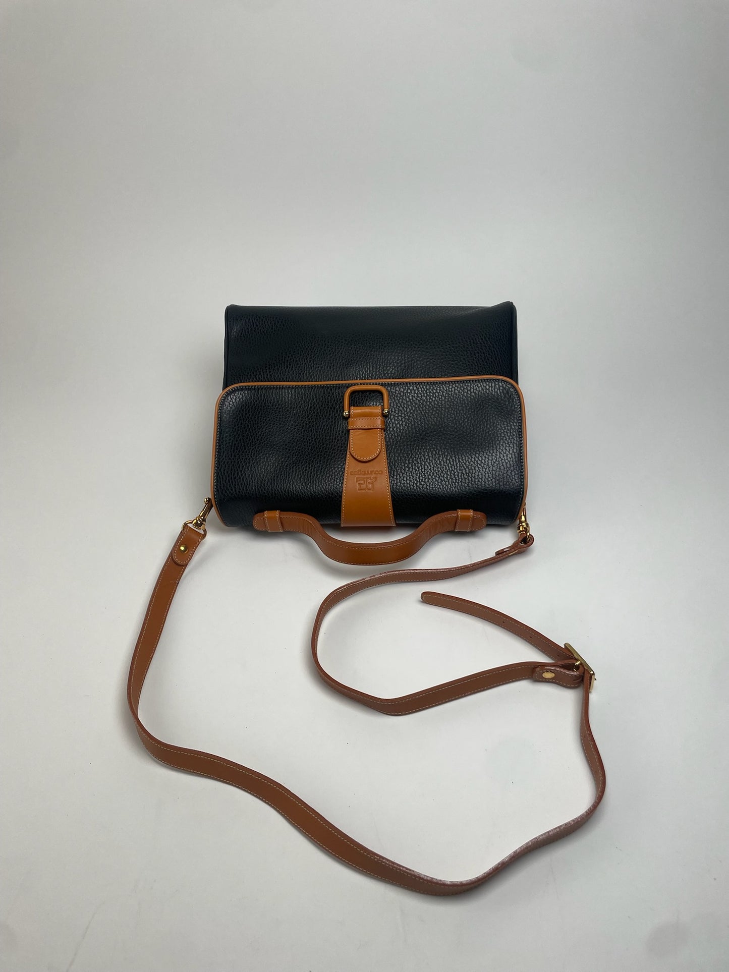 Vintage Courreges 2Way Leather Handbag Black Brown