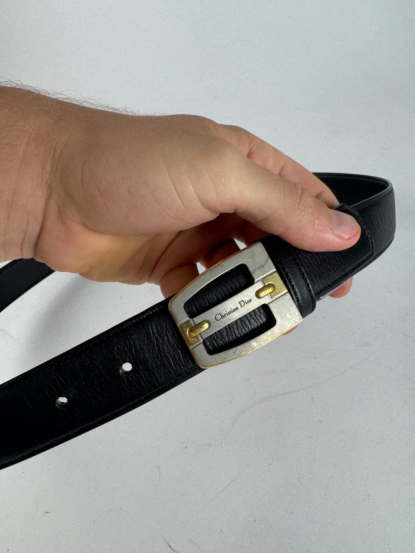 Vintage Dior Leather Belt Black