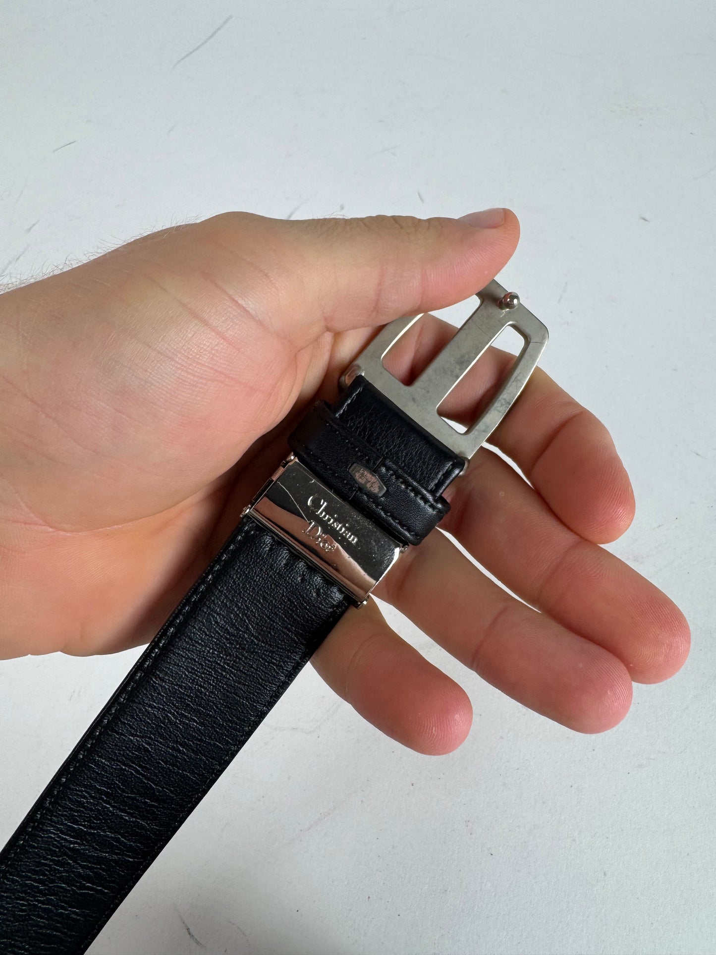 Vintage Dior Leather Belt Black
