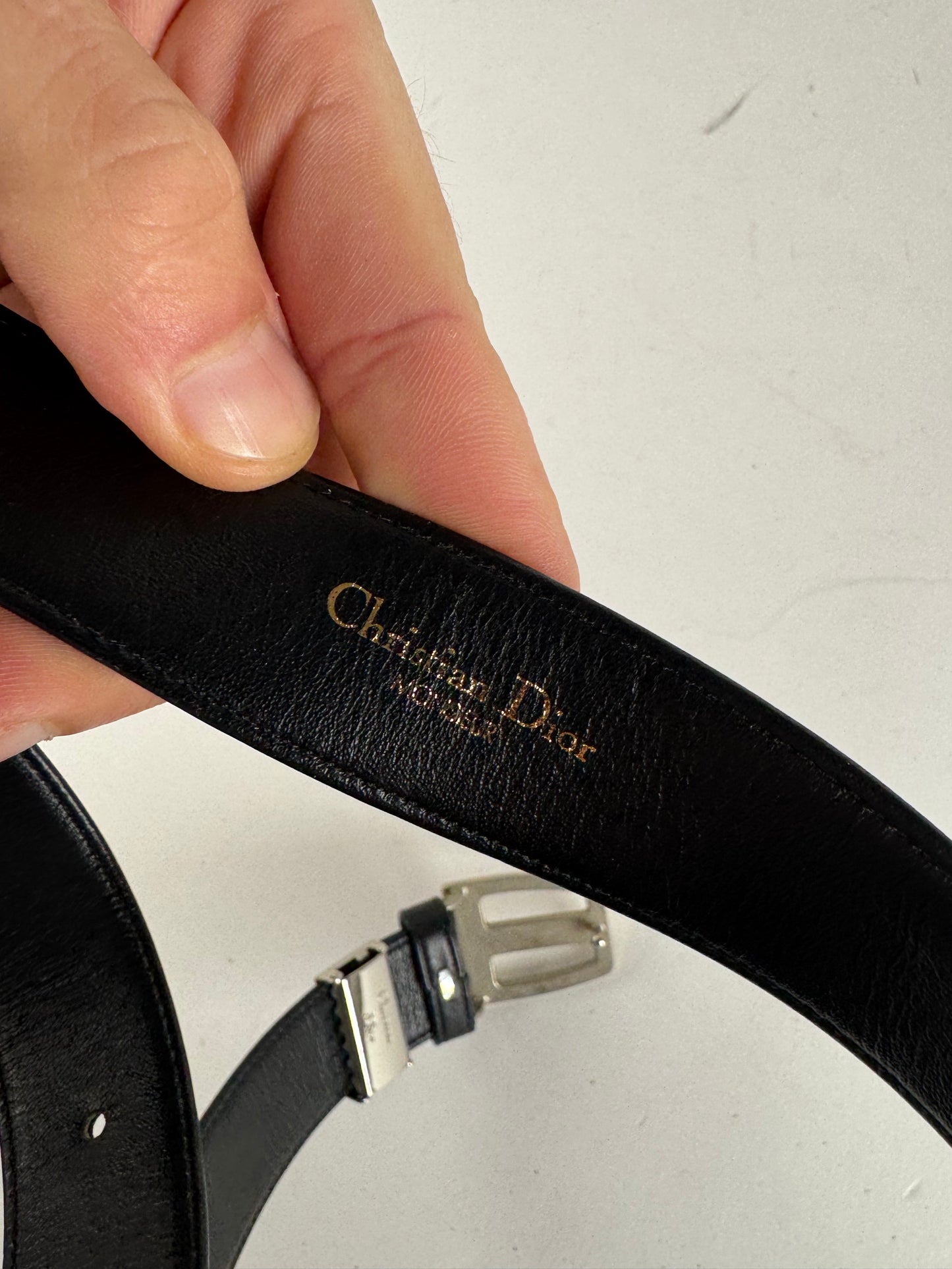 Vintage Dior Leather Belt Black