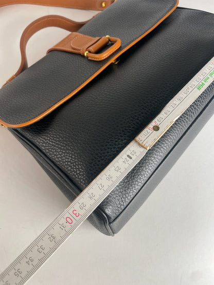 Vintage Courreges 2Way Leather Handbag Black Brown