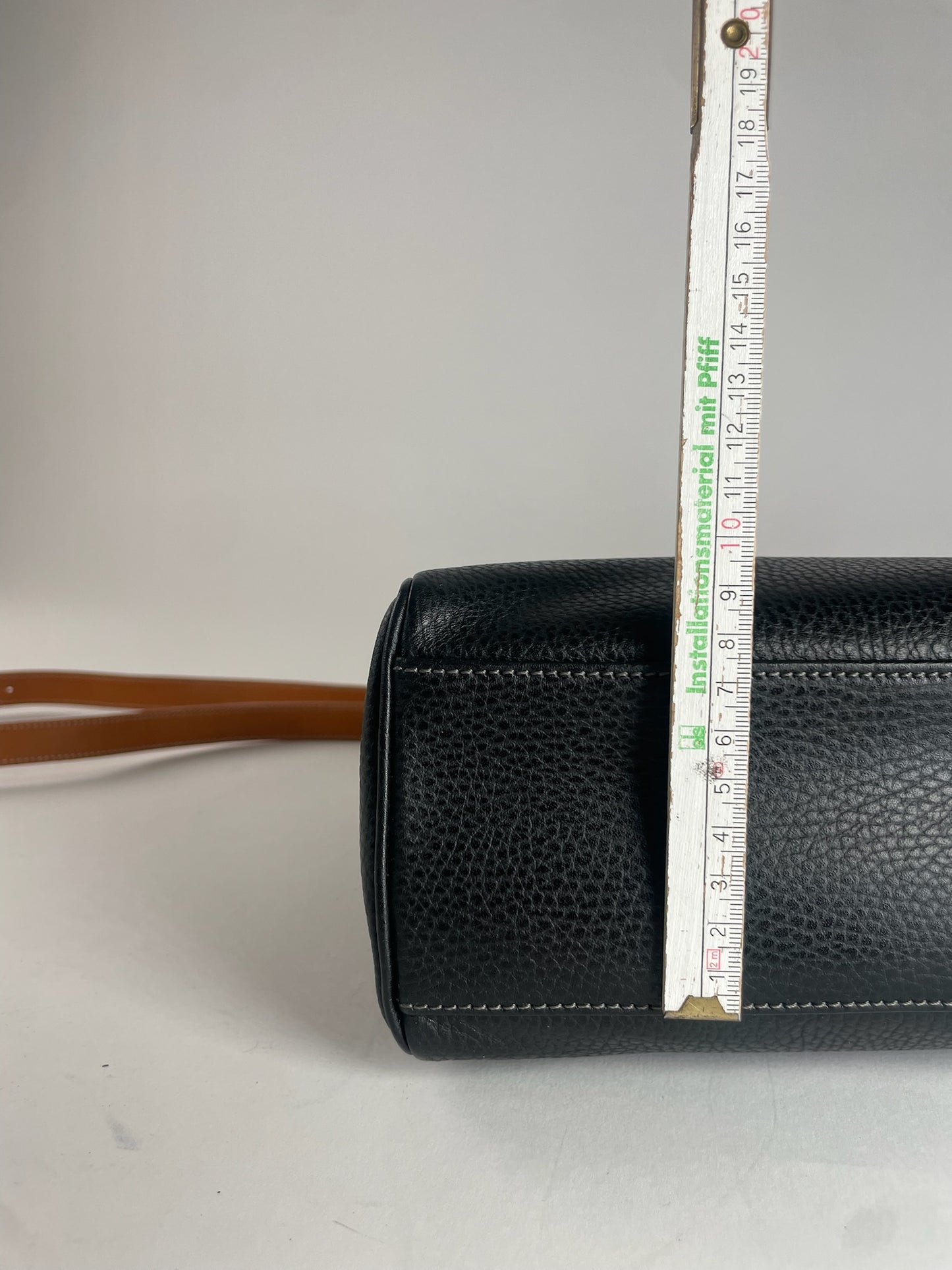 Vintage Courreges 2Way Leather Handbag Black Brown