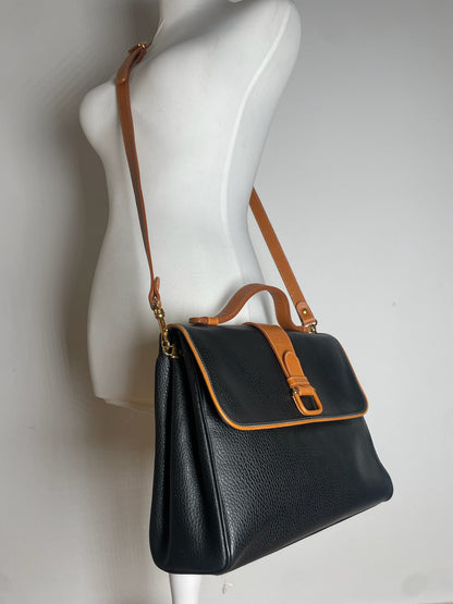 Vintage Courreges 2Way Leather Handbag Black Brown