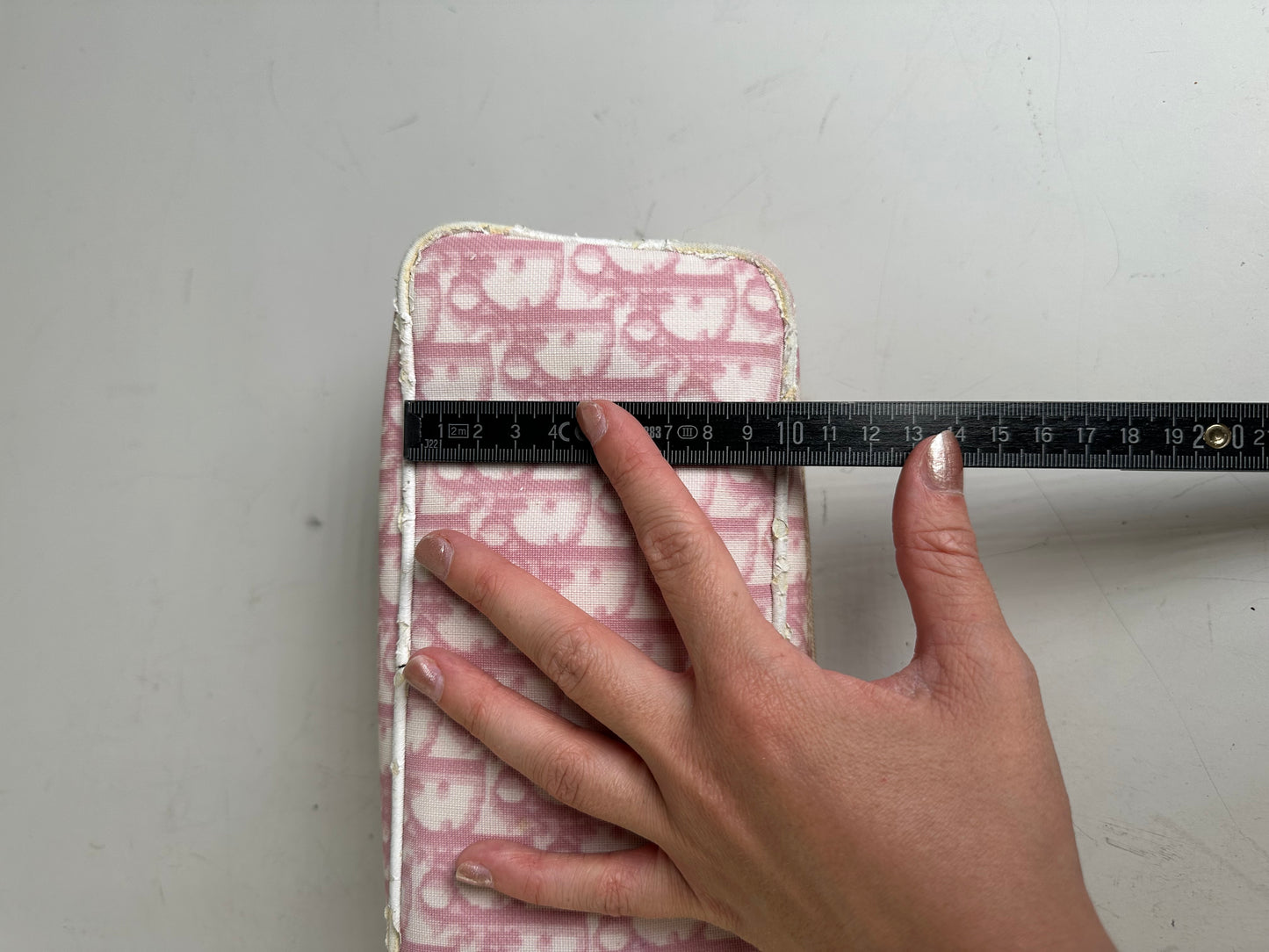 Vintage Dior Oblique Canvas Cosmetic Pouch Pink Cream