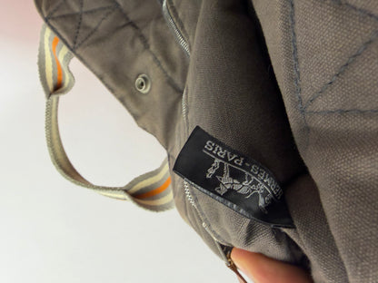 Vintage Hermès Troca Canvas Tote Late 1990s Dark Grey Orange