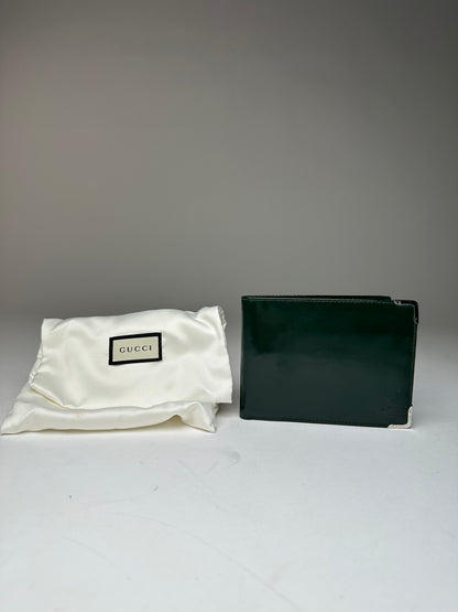 Vintage Gucci Flapable Patent Leather Wallet Green