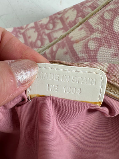 Vintage Dior Oblique Canvas Cosmetic Pouch Pink Cream