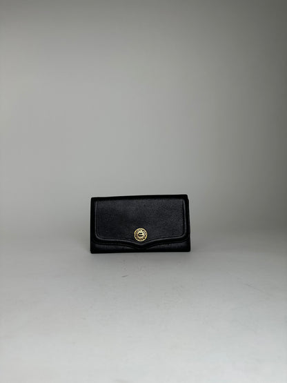 Givenchy Black Leather Wallet with Gold-Tone Logo Detail