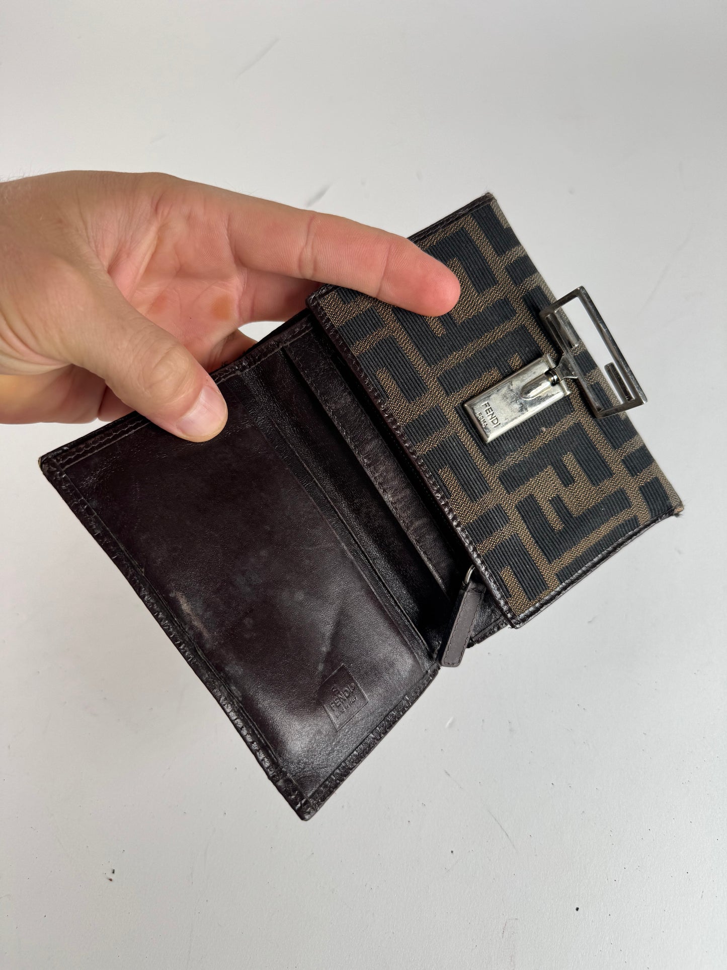 Vintage Fendi FF Monogram Wallet Brown
