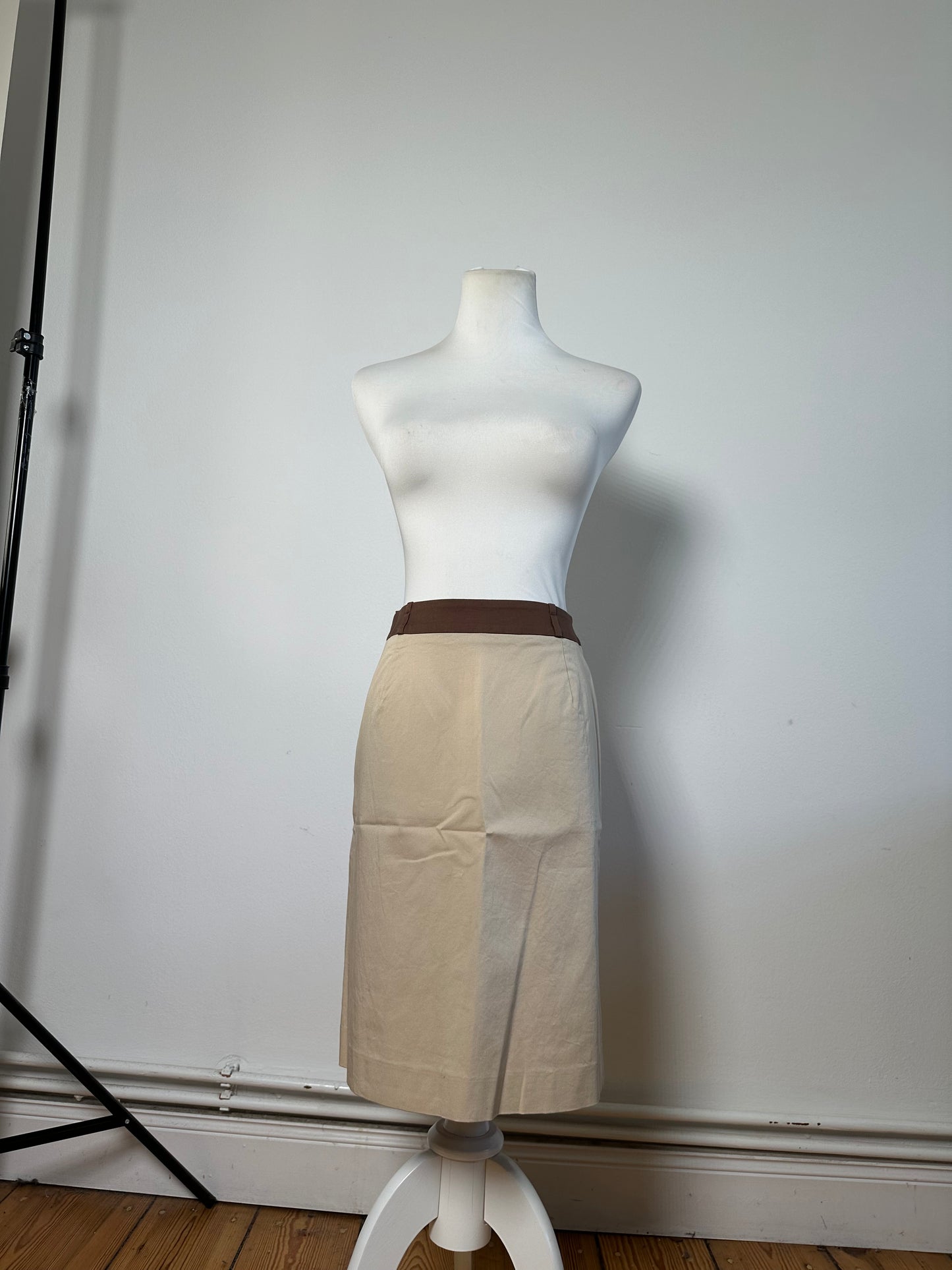 Vintage Balenciaga Silk Skirt Beige Brown M
