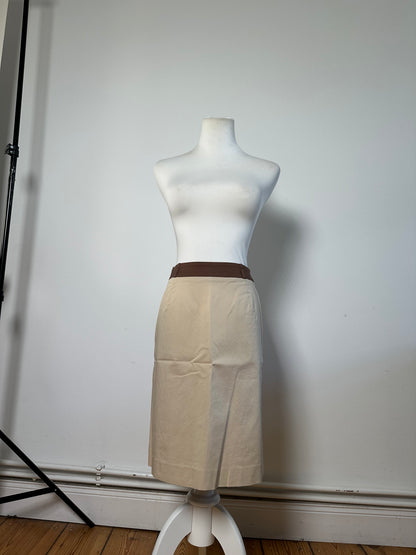 Vintage Balenciaga Silk Skirt Beige Brown M