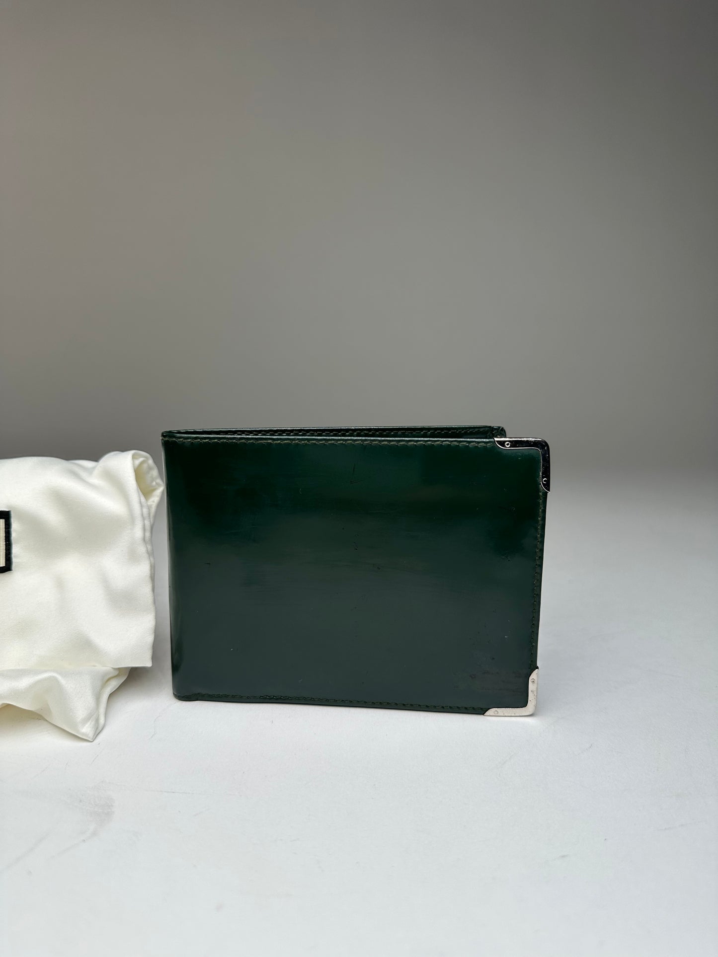 Vintage Gucci Flapable Patent Leather Wallet Green