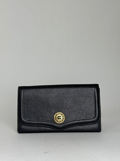 Givenchy Black Leather Wallet with Gold-Tone Logo Detail