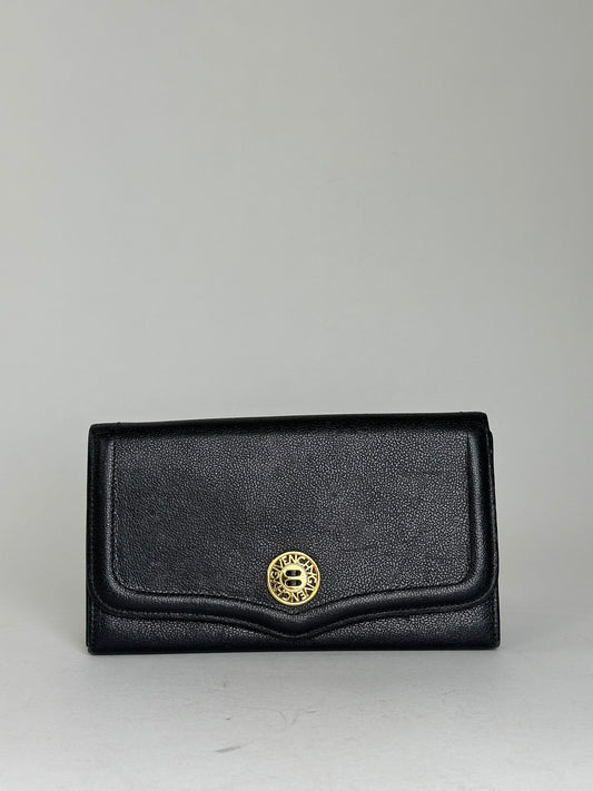 Givenchy Black Leather Wallet with Gold-Tone Logo Detail