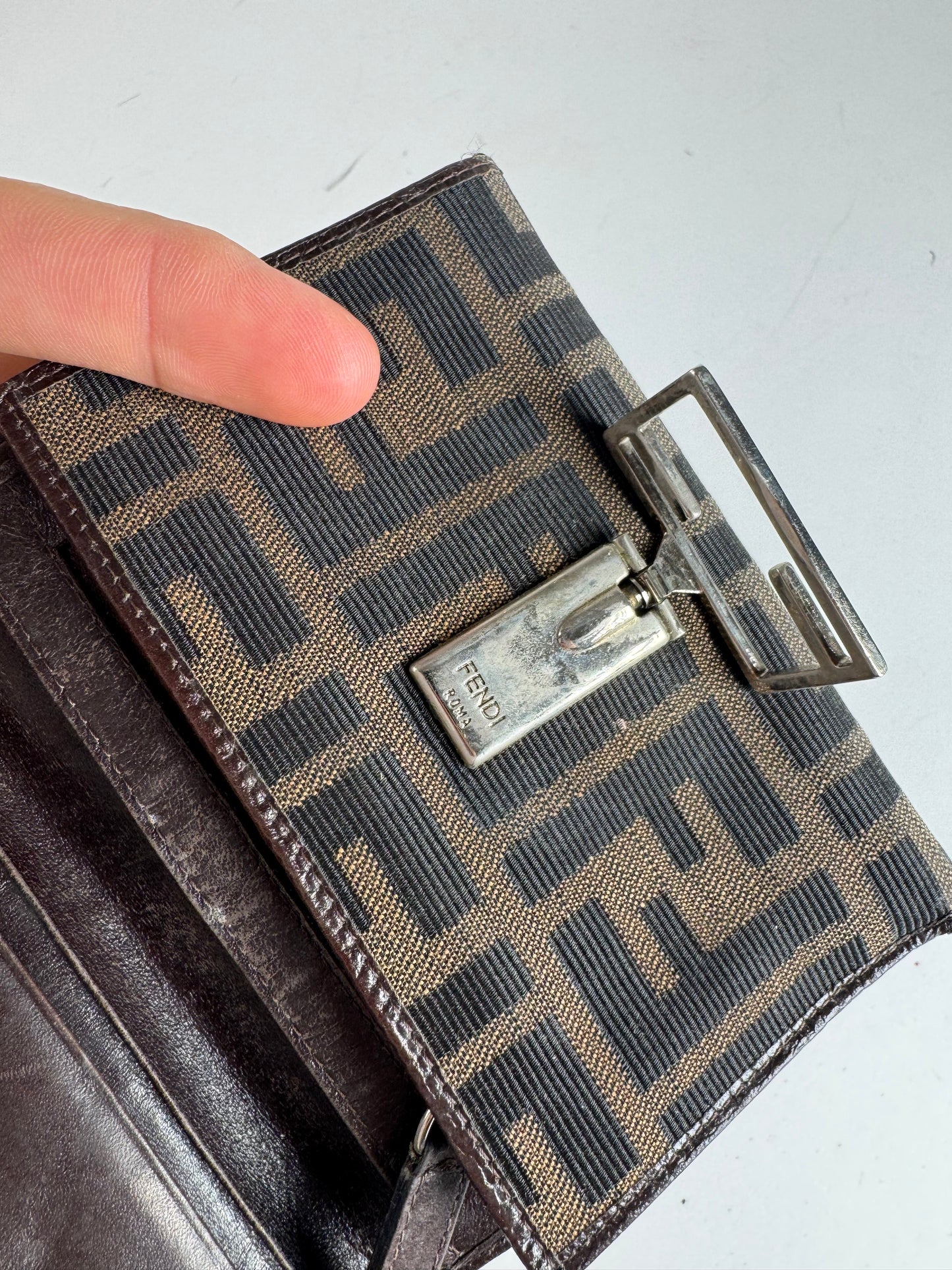 Vintage Fendi FF Monogram Wallet Brown