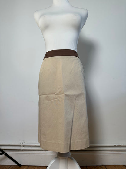 Vintage Balenciaga Silk Skirt Beige Brown M