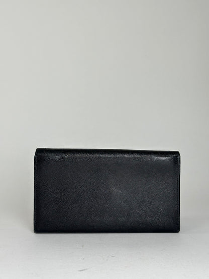 Givenchy Black Leather Wallet with Gold-Tone Logo Detail