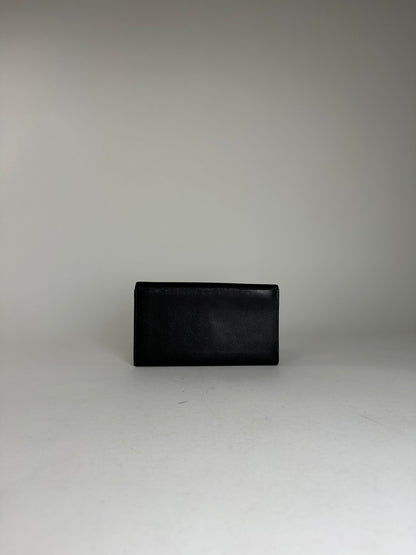 Givenchy Black Leather Wallet with Gold-Tone Logo Detail