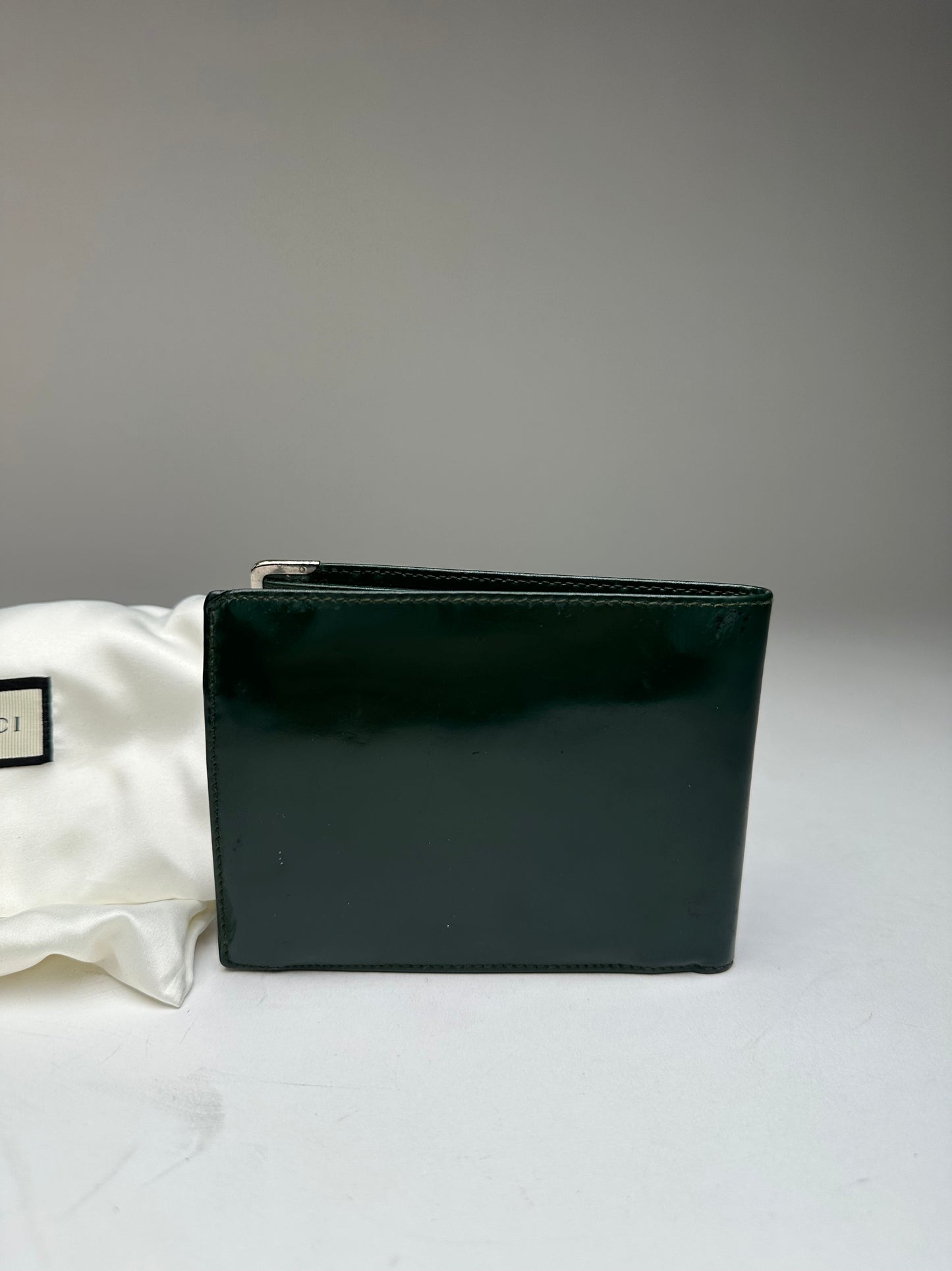 Vintage Gucci Flapable Patent Leather Wallet Green