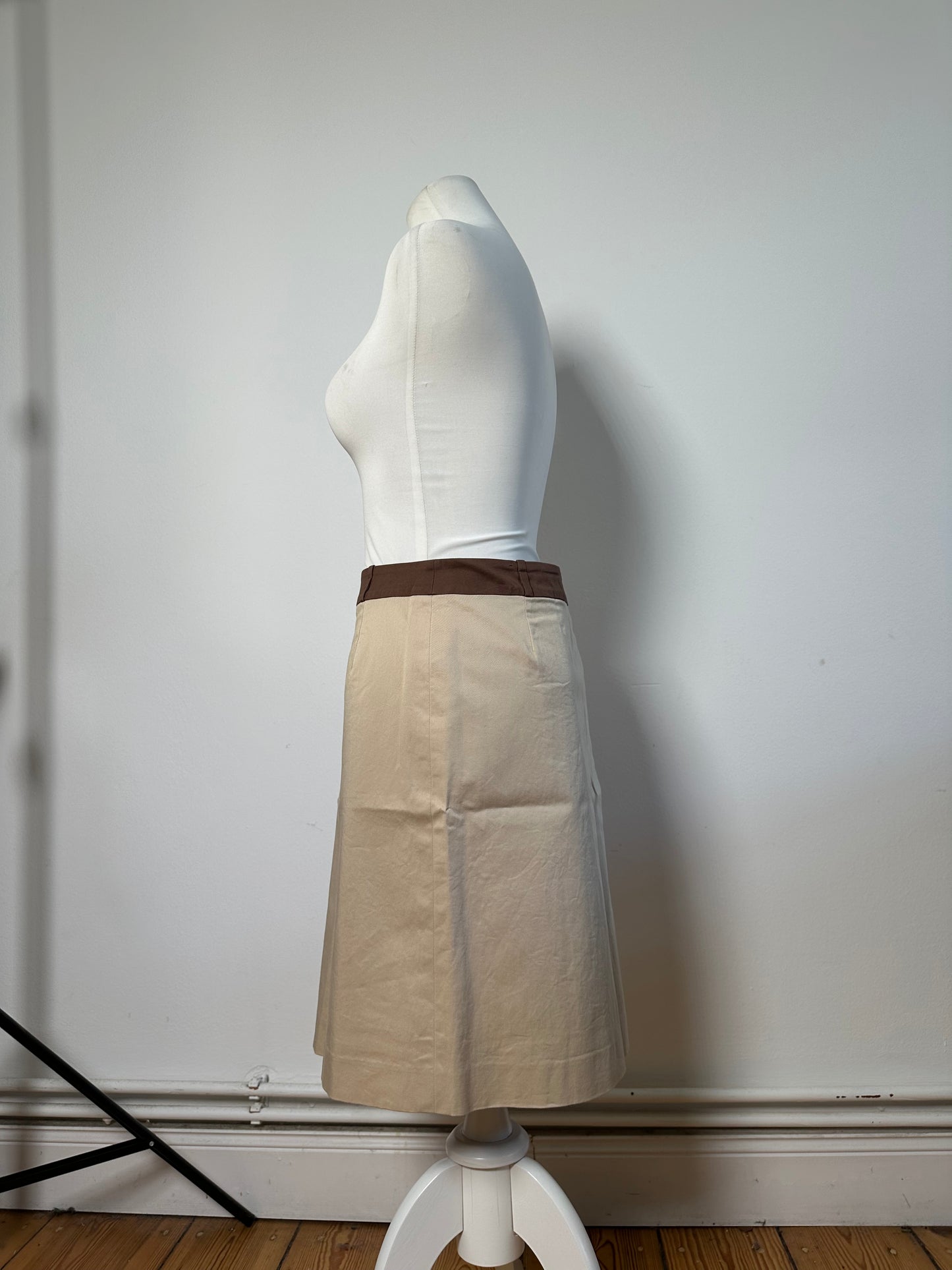 Vintage Balenciaga Silk Skirt Beige Brown M