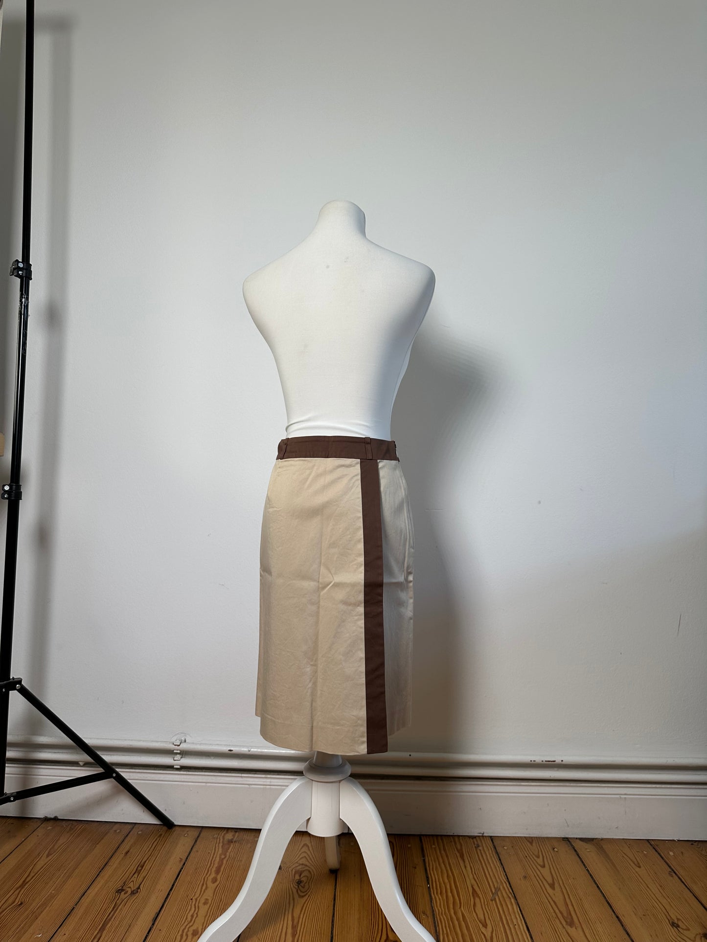 Vintage Balenciaga Silk Skirt Beige Brown M